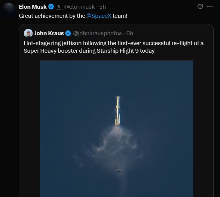 Elon Musk, "Starship made it to the scheduled ship engine cutoff, so big improvement over last flight! Also no significant loss of heat shield tiles during ascent.”